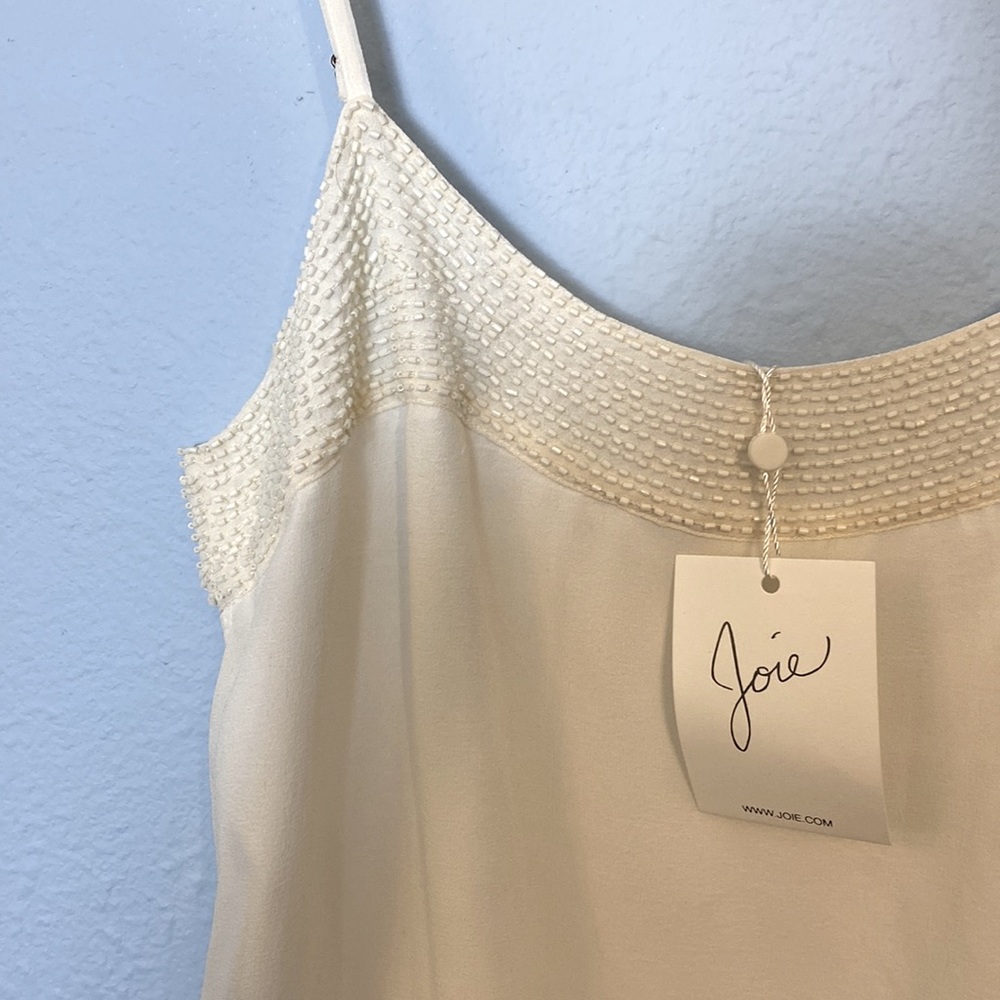 Joie Womens Size Medium Elvire Porcelain Beaded White Camisole 100% Silk NWT - Picture 3 of 15